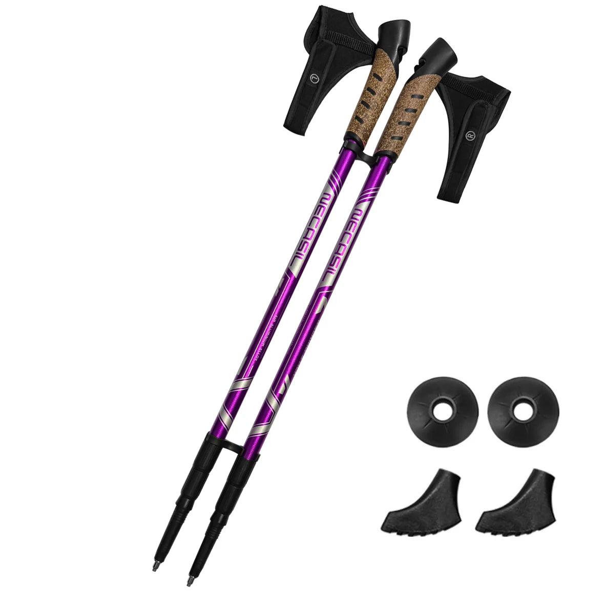 Telescopic Trekking Poles with Cork Handles (2-Pack)