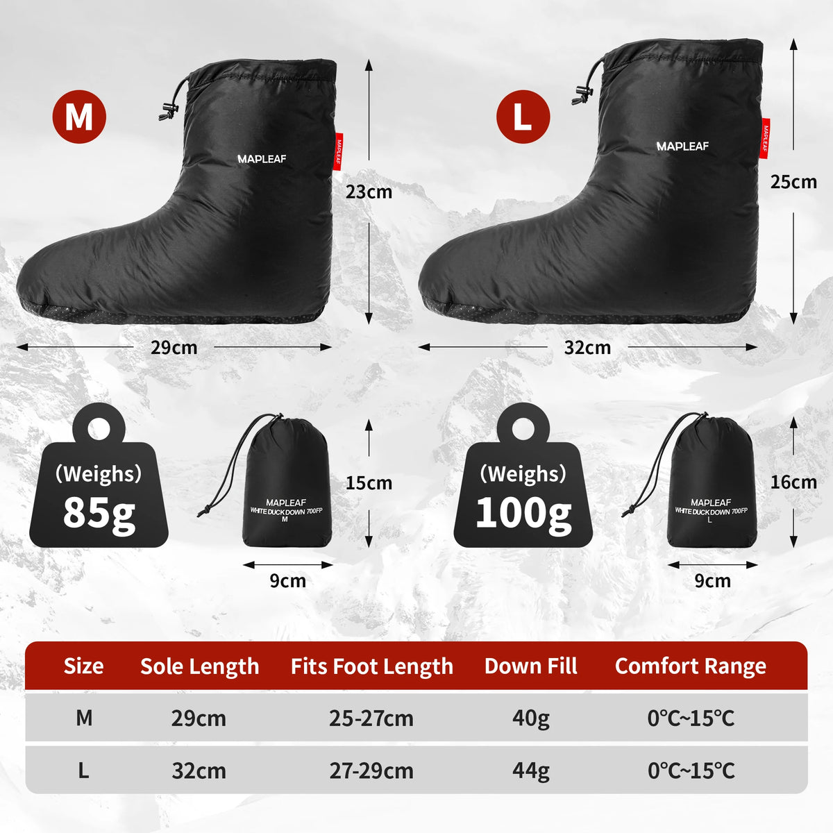 Down Booties 700FP Ultralight