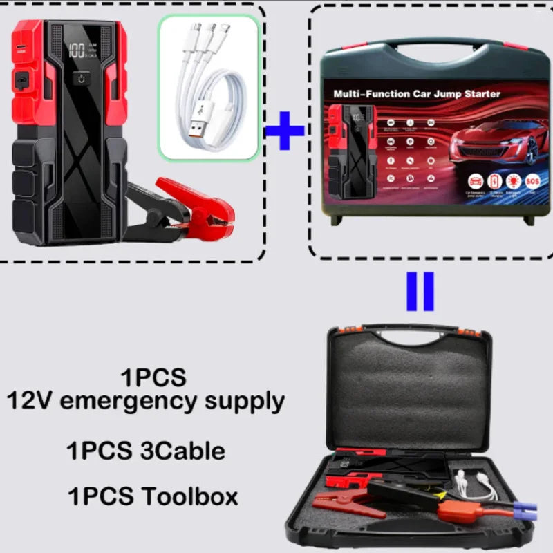 Rscrola Power Bank 3000A Jump Starter Portable Charger Car Booster 12V