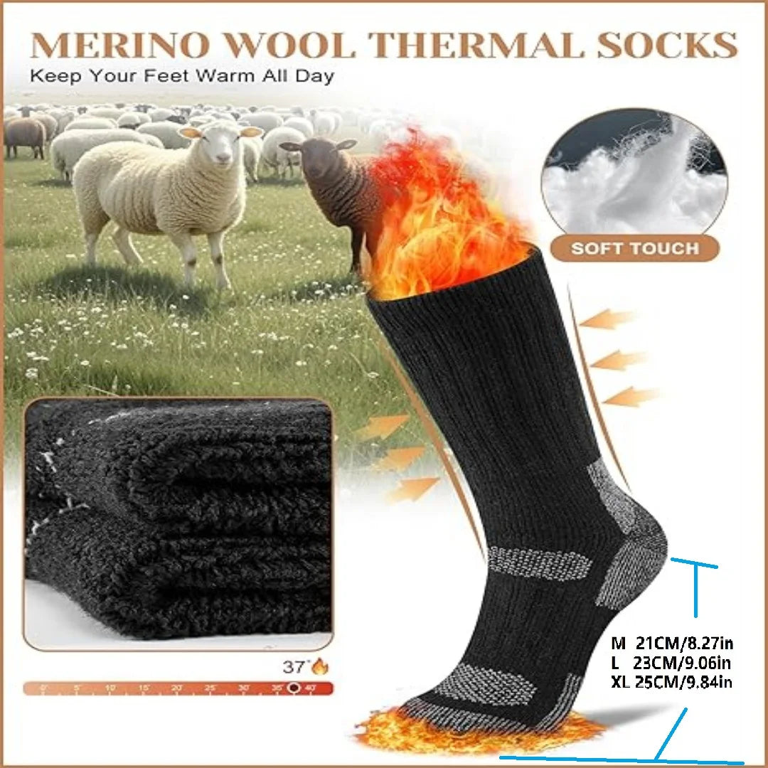 Merino Wool Thermal Socks, 3 pairs