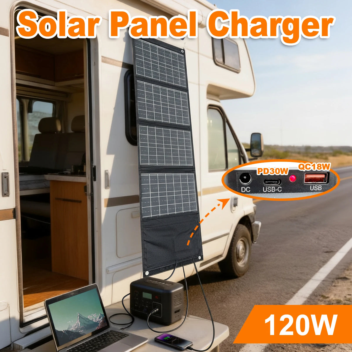 Leaorld 120W Solar Panel 12V Battery Charger