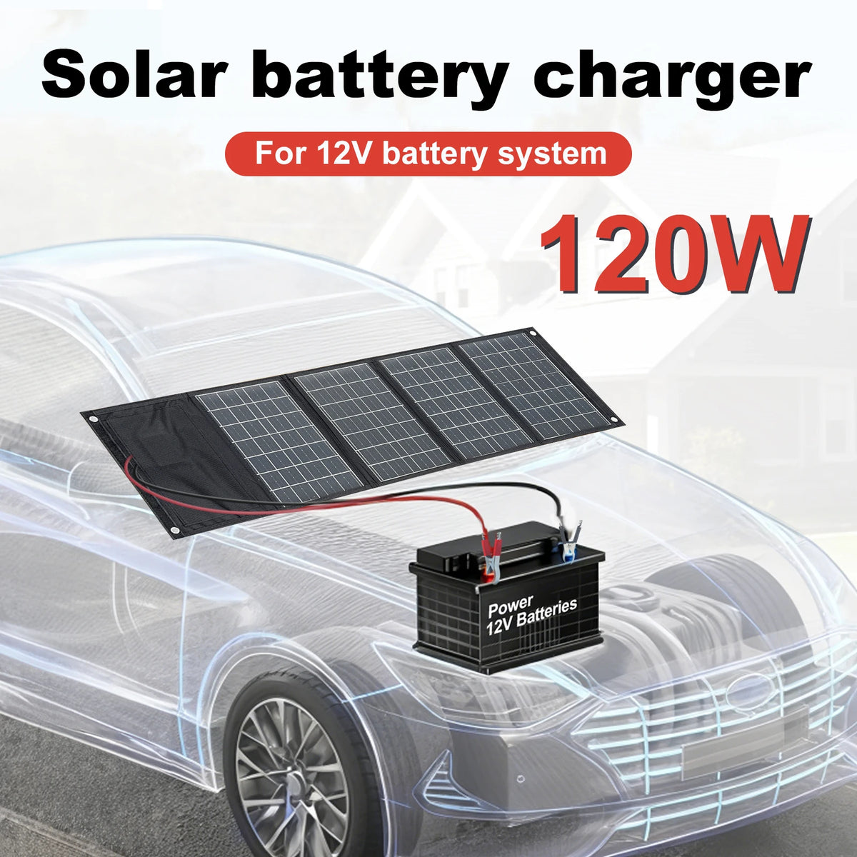 Leaorld 120W Solar Panel 12V Battery Charger