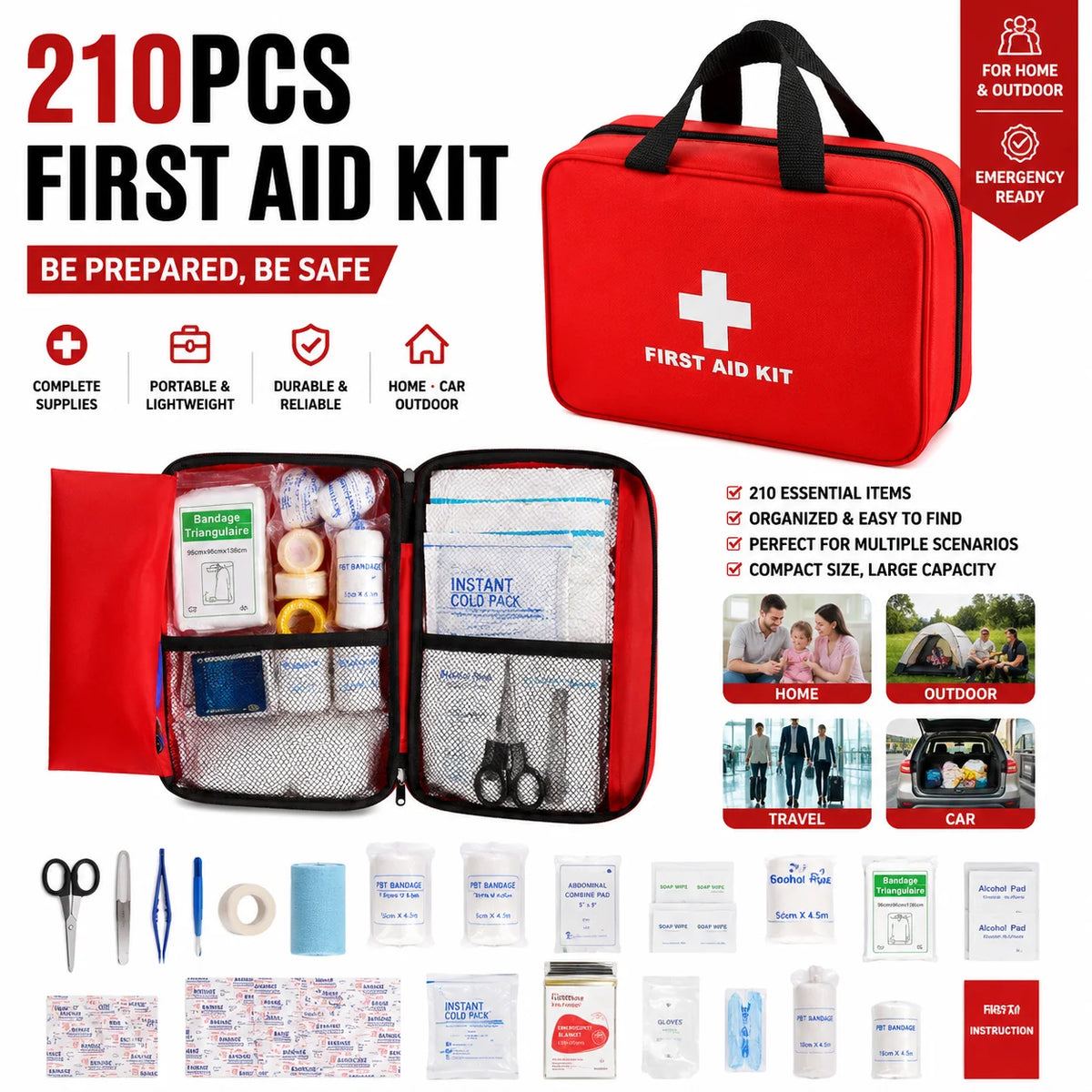 210PCS Tactical Portable First Aid
