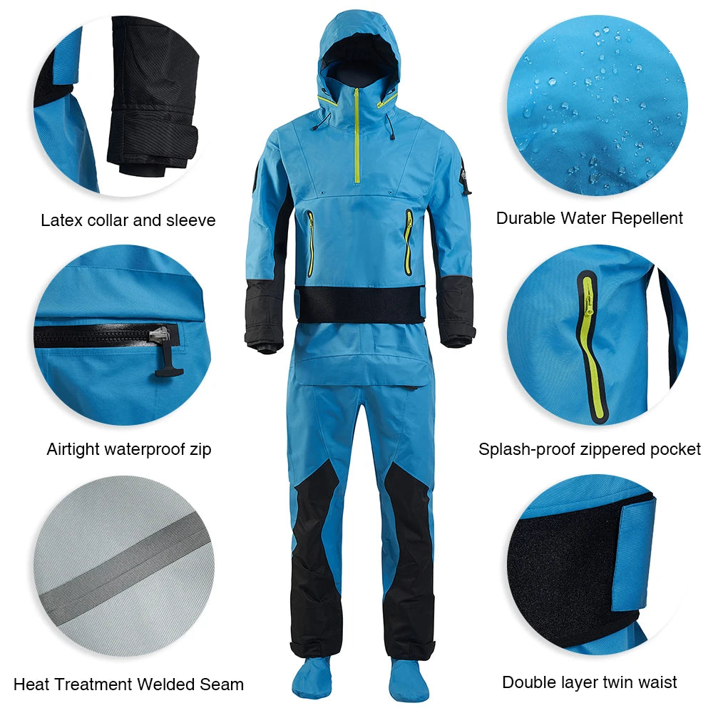 LKVER Dry Suit for Kayaking With Latex Garsket on Neck and Wrist